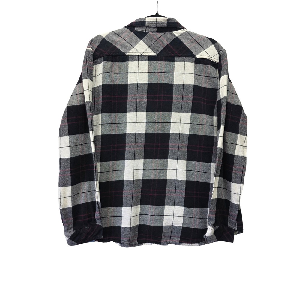 Dickies Womens XL Black White Red Plaid Cotton Flannel Button Up Shirt LS - Picture 2 of 10